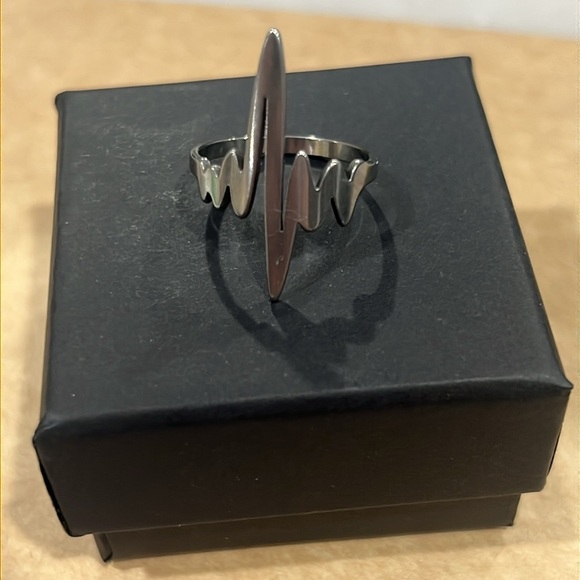 Stainless Steel Heartbeat Ring - Picture 3 of 9